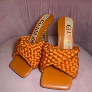 Gianni Bini Vibrant Orange Braided Heels